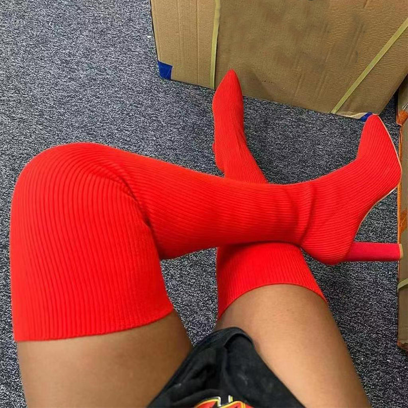 Women's stretch knit over the knee boots