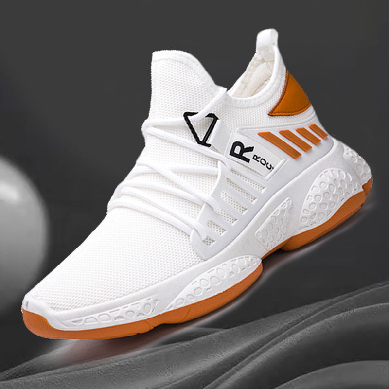 Men's white knit sneakers with chunky sole