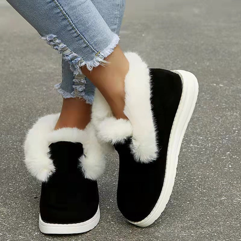 Women's suede slip-on snow ankle boots