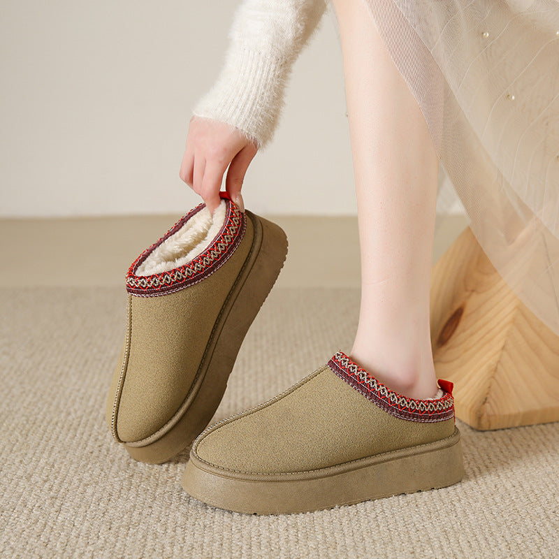 Platform suede slipper ankle boots