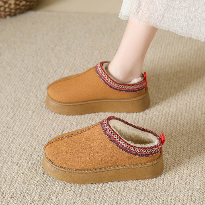 Platform suede slipper ankle boots