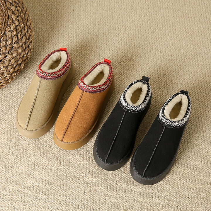 Platform suede slipper ankle boots