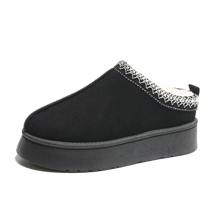 Platform suede slipper ankle boots