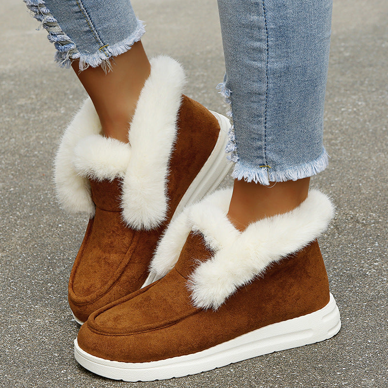 Women's suede slip-on snow ankle boots