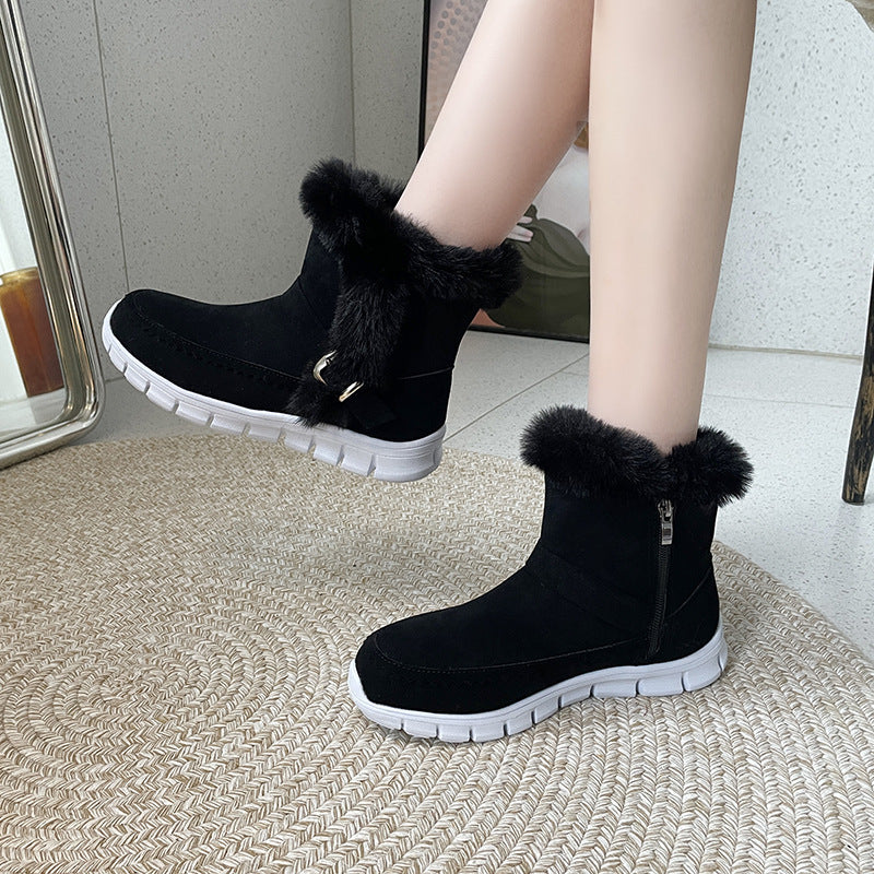 Women's fur cuff snow ankle boots