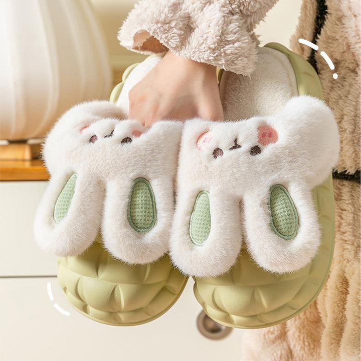 Fluffy bunny house slippers
