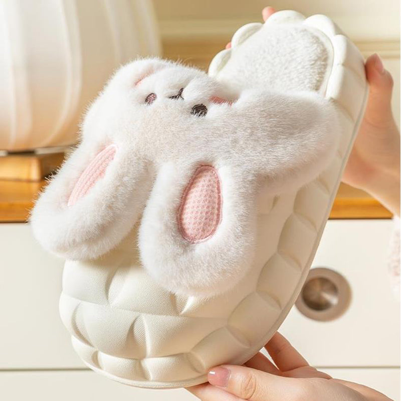 Fluffy bunny house slippers