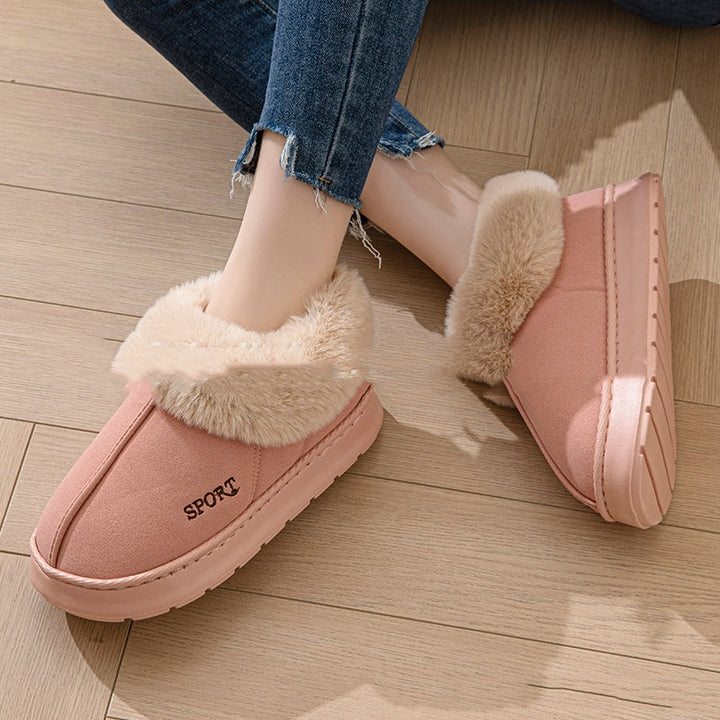 Platform faux fur lined slippers