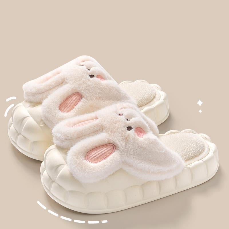 Fluffy bunny house slippers