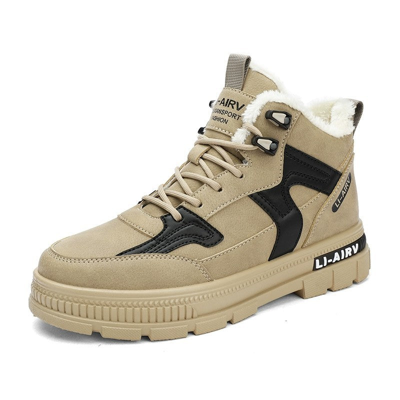 Men's black high-top winter boots with plush lining