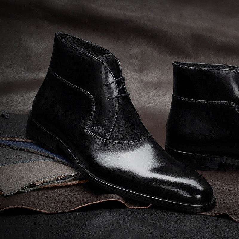 Men's polished leather lace-up ankle boots