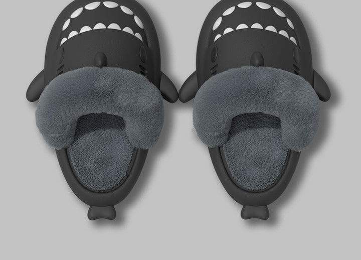 Shark slippers with fuzzy plush lining