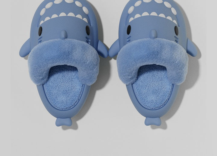 Shark slippers with fuzzy plush lining