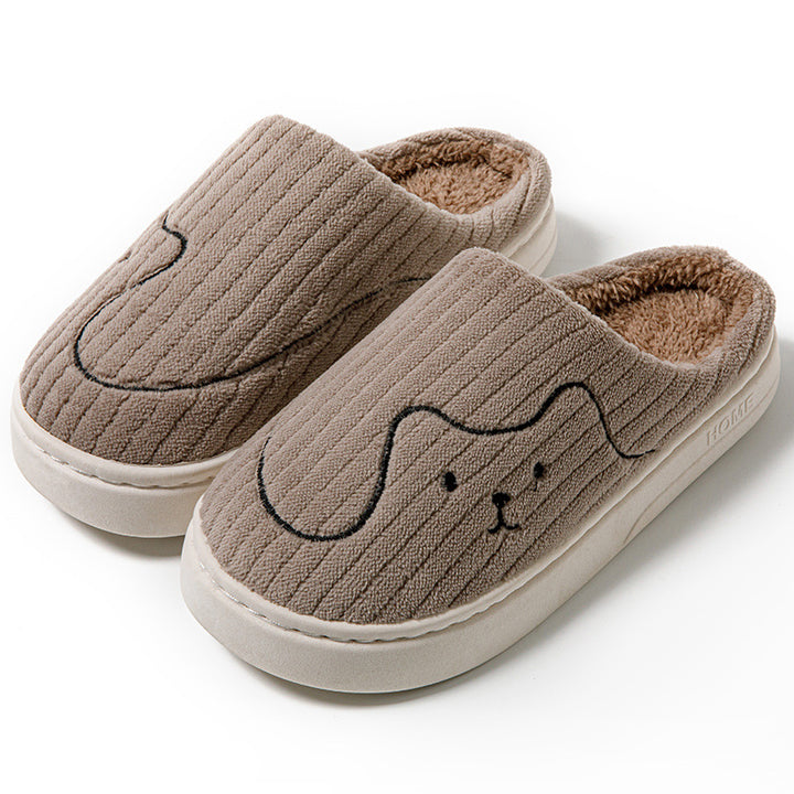 Plush puppy face slippers