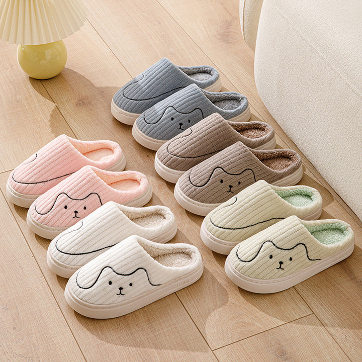 Plush puppy face slippers