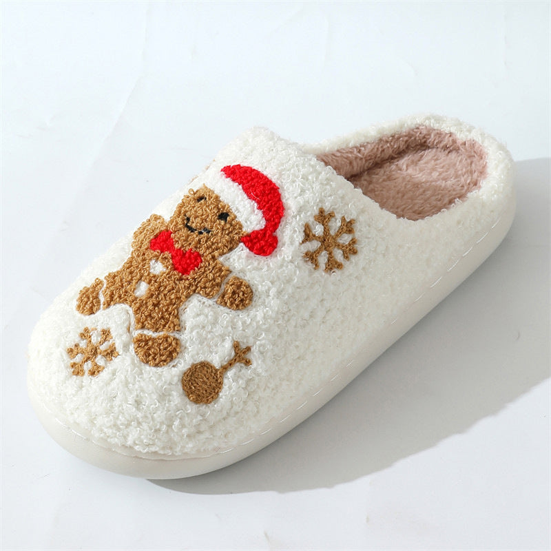 Fuzzy gingerbread Christmas slippers