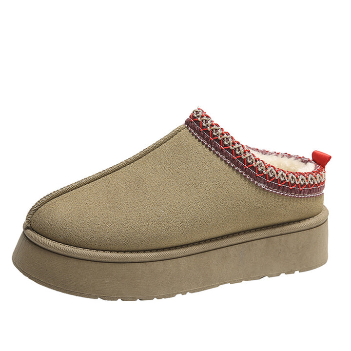 Platform suede slipper ankle boots