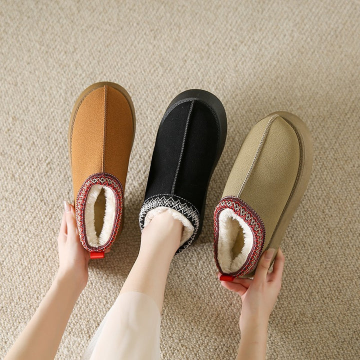 Platform suede slipper ankle boots