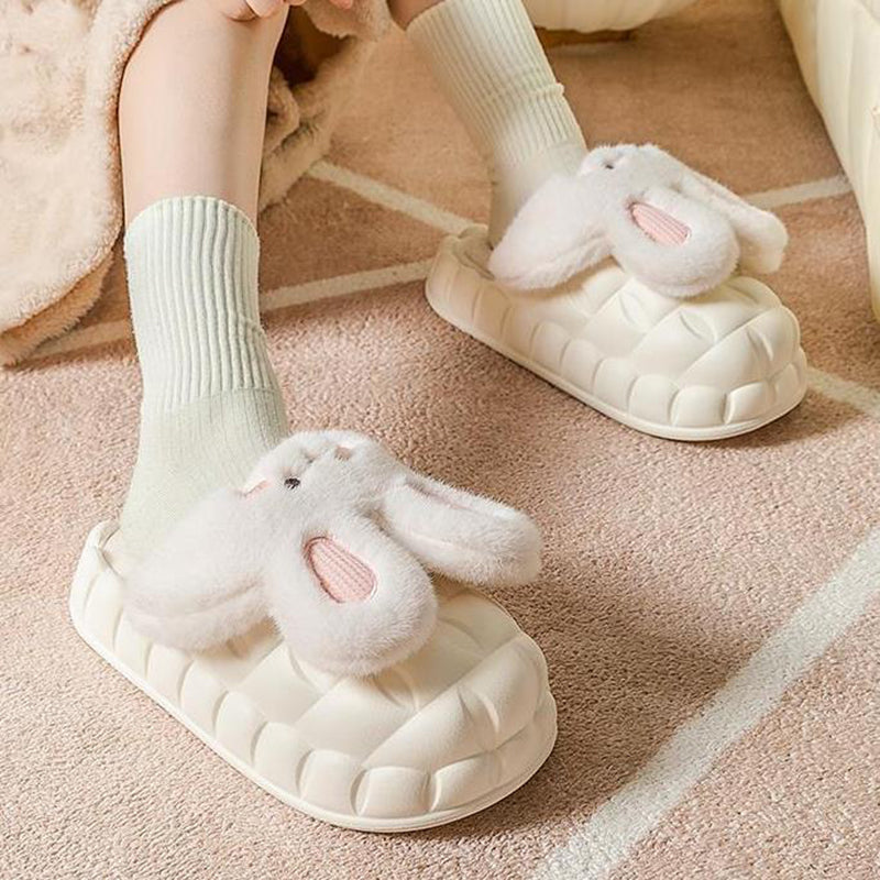 Fluffy bunny house slippers