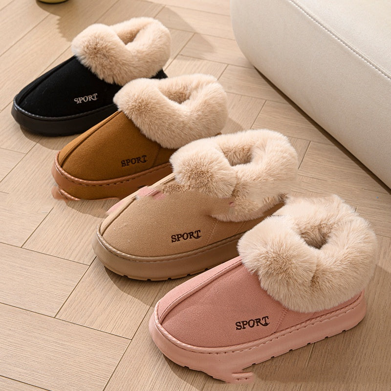 Platform faux fur lined slippers