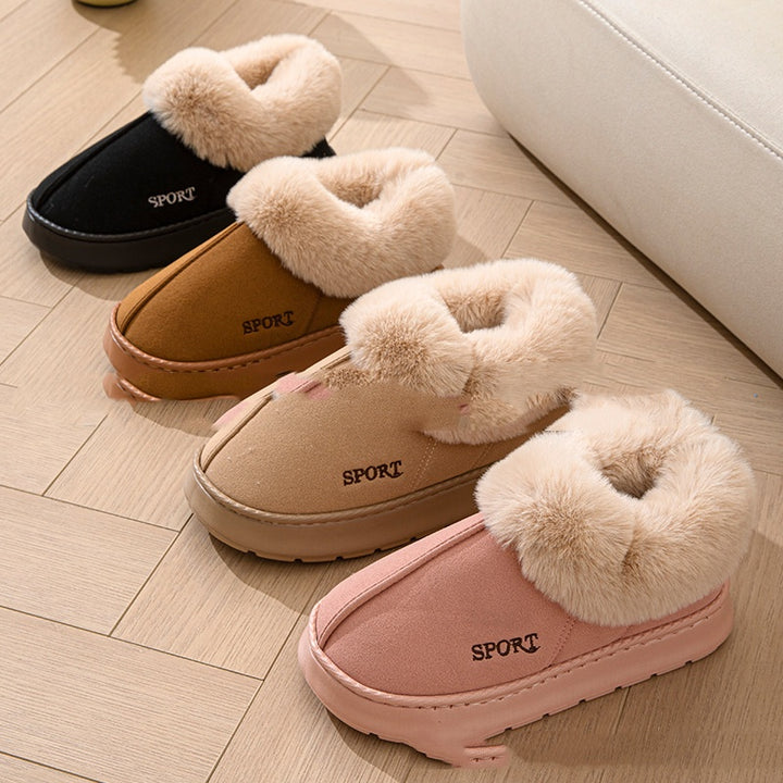 Platform faux fur lined slippers