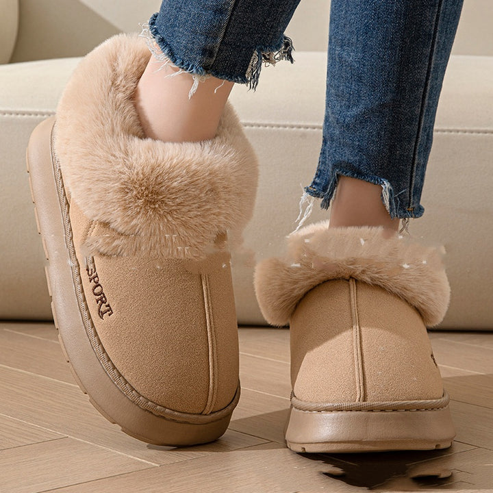 Platform faux fur lined slippers