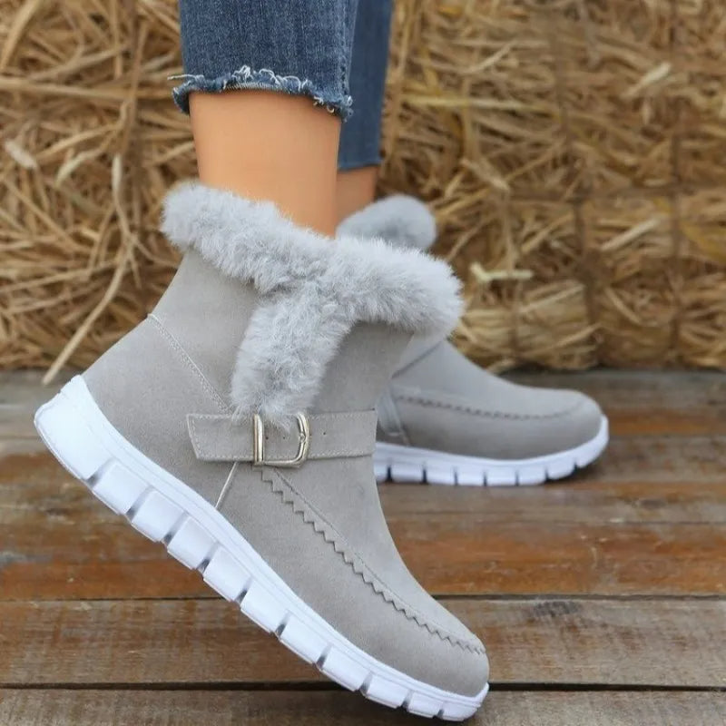 Women's fur cuff snow ankle boots