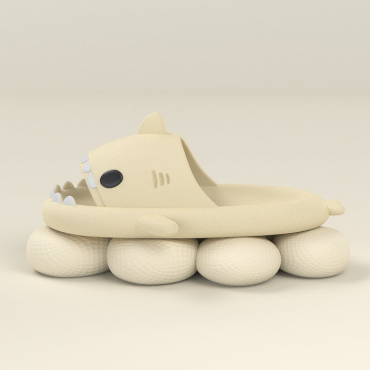 Pink cartoon shark slides on feet