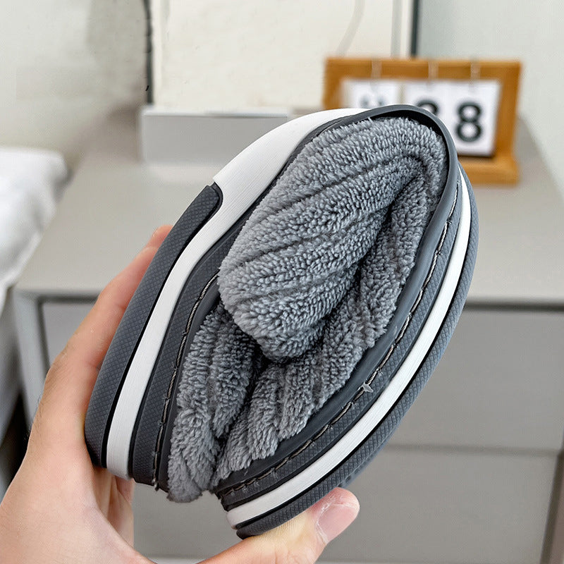 Ribbed plush closed toe slippers