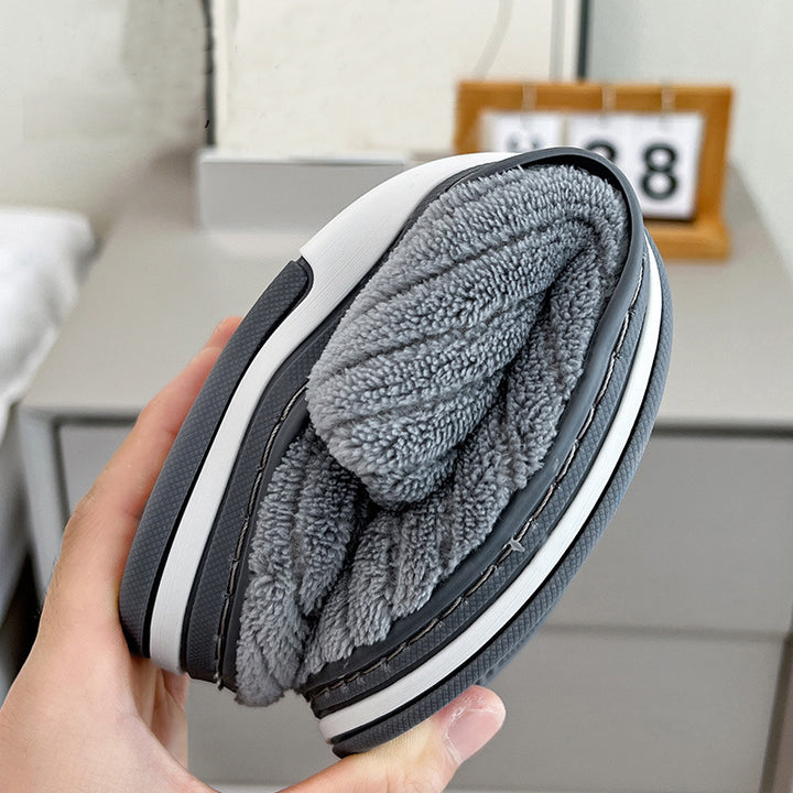 Ribbed plush closed toe slippers